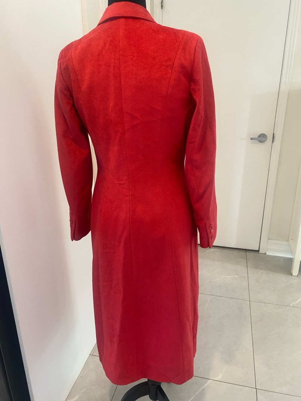 VINTAGE Cedarhurst Classics Red Faux Suede button down Frock Coat Size 7/8 - Picture 5 of 17